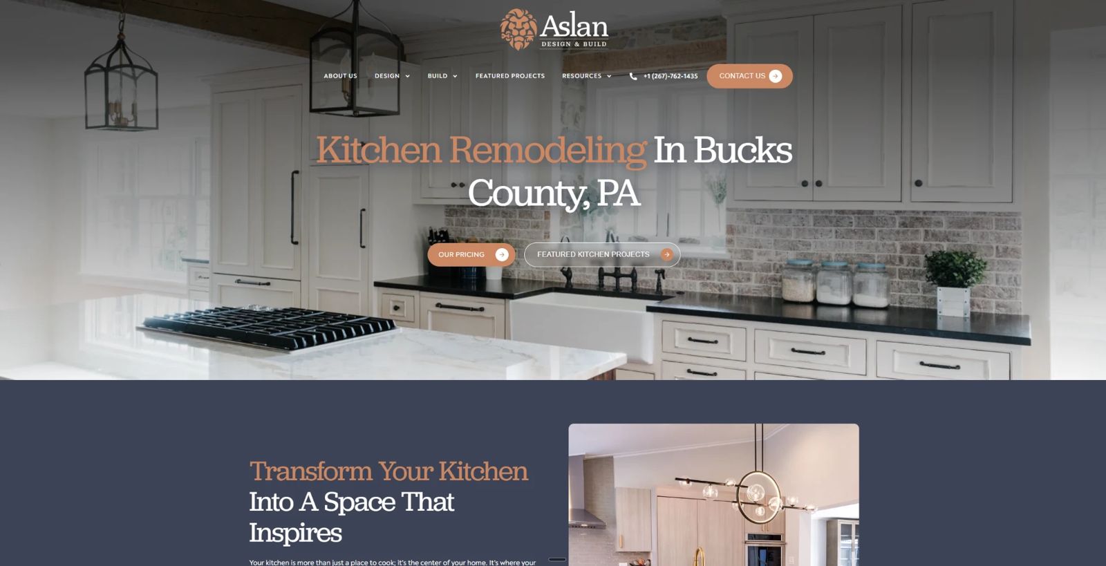 Aslan Design & Build — Design & Remodeling website