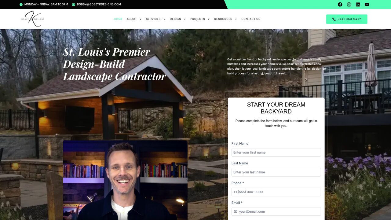 Bobby K Designs — Design-Build Landscape Contractor website