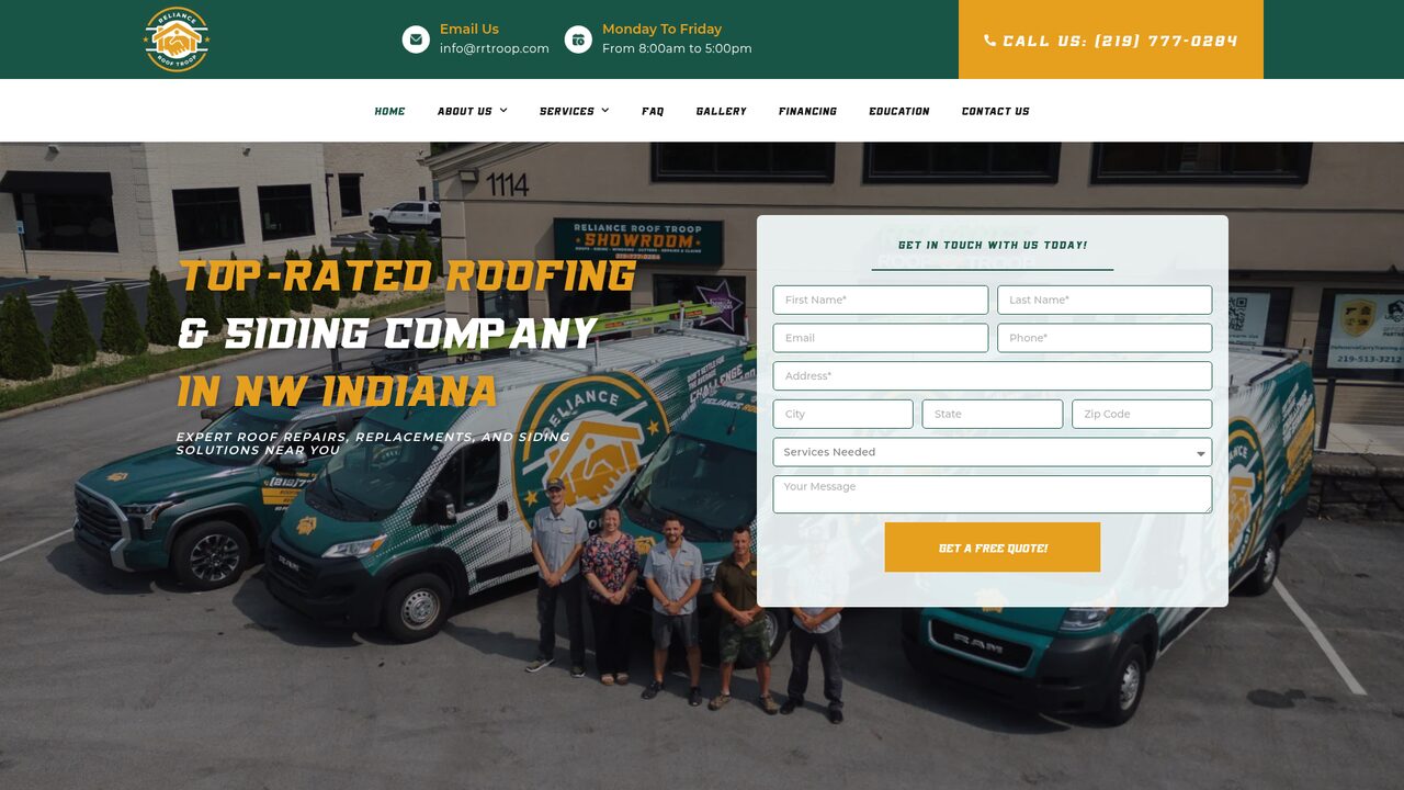 Reliance Roof Troop — Roofing & Siding website